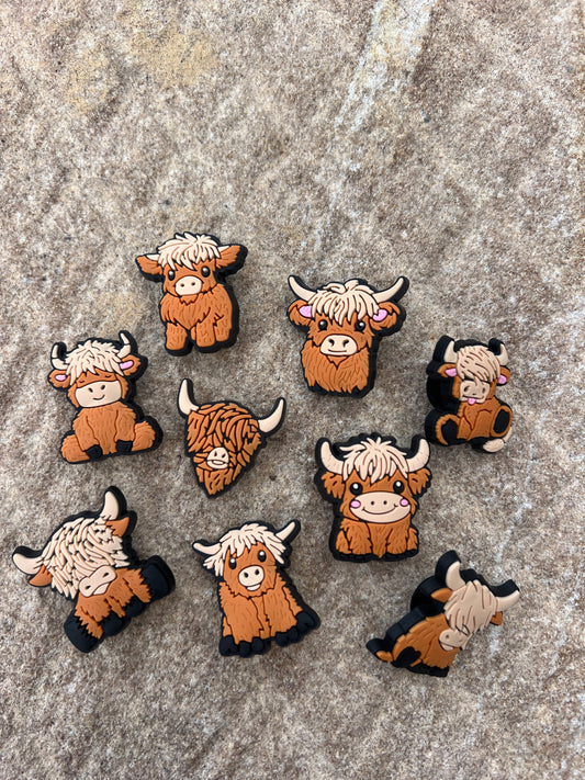 Highland Cow Croc Charms