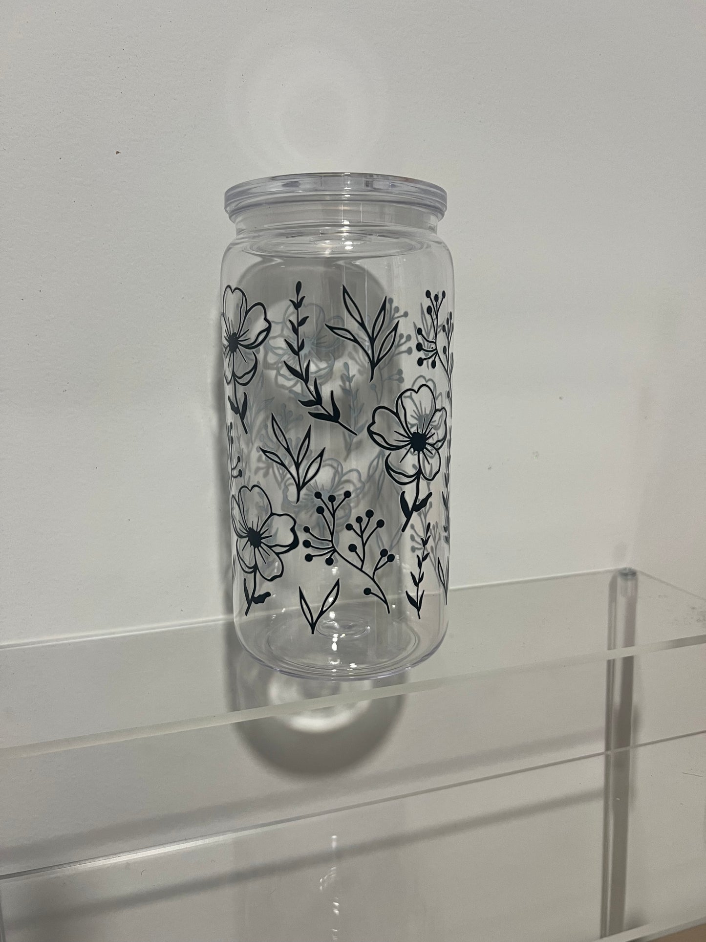 Black Flower Tumbler