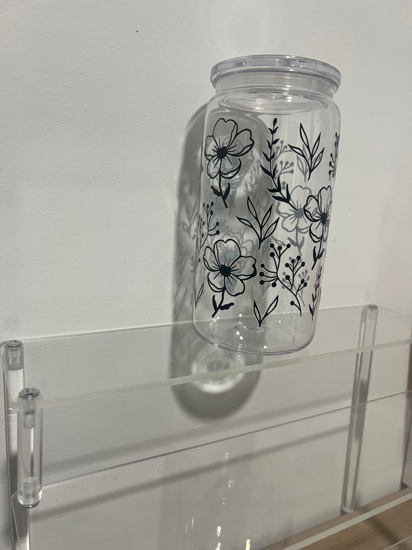 Black Flower Tumbler